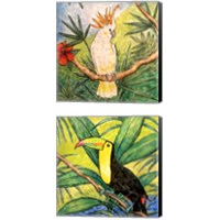 Framed 'Tropical Bird 2 Piece Canvas Print Set' border=