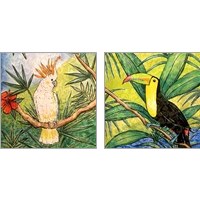 Framed 'Tropical Bird 2 Piece Art Print Set' border=