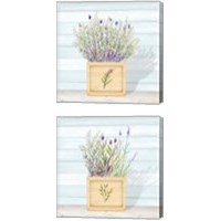 Framed Lavender and Wood Square 2 Piece Canvas Print Set