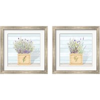 Framed 'Lavender and Wood Square 2 Piece Framed Art Print Set' border=