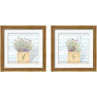 Framed 'Lavender and Wood Square 2 Piece Framed Art Print Set' border=