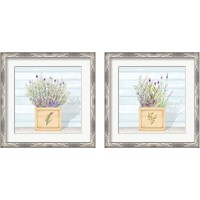 Framed 'Lavender and Wood Square 2 Piece Framed Art Print Set' border=