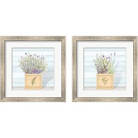 Framed 'Lavender and Wood Square 2 Piece Framed Art Print Set' border=