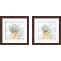 Framed 'Lavender and Wood Square 2 Piece Framed Art Print Set' border=
