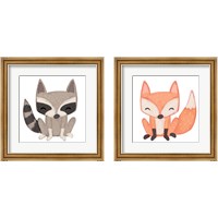 Framed 'Fox & Raccoon 2 Piece Framed Art Print Set' border=