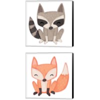 Framed 'Fox & Raccoon 2 Piece Canvas Print Set' border=