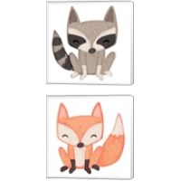 Framed 'Fox & Raccoon 2 Piece Canvas Print Set' border=