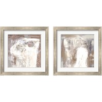 Framed 'Neutral Figure on Abstract Square 2 Piece Framed Art Print Set' border=