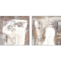 Framed 'Neutral Figure on Abstract Square 2 Piece Art Print Set' border=