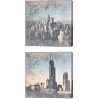 Framed 'Chicago Skyline 2 Piece Canvas Print Set' border=