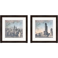 Framed 'Chicago Skyline 2 Piece Framed Art Print Set' border=