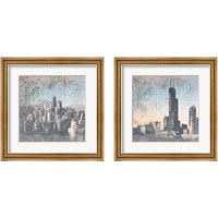 Framed 'Chicago Skyline 2 Piece Framed Art Print Set' border=