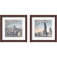 Framed 'Chicago Skyline 2 Piece Framed Art Print Set' border=