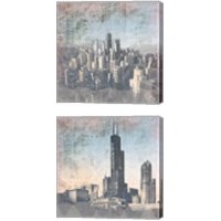 Framed Chicago Skyline 2 Piece Canvas Print Set