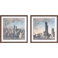 Framed 'Chicago Skyline 2 Piece Framed Art Print Set' border=