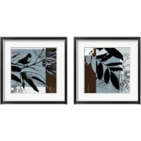 Framed 'Blue & White Silhouette 2 Piece Framed Art Print Set' border=
