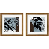 Framed 'Blue & White Silhouette 2 Piece Framed Art Print Set' border=