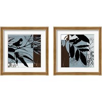 Framed 'Blue & White Silhouette 2 Piece Framed Art Print Set' border=