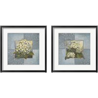 Framed 'Hydrangeas on Blue 2 Piece Framed Art Print Set' border=