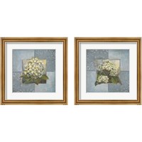 Framed 'Hydrangeas on Blue 2 Piece Framed Art Print Set' border=