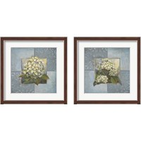 Framed 'Hydrangeas on Blue 2 Piece Framed Art Print Set' border=