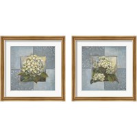 Framed 'Hydrangeas on Blue 2 Piece Framed Art Print Set' border=
