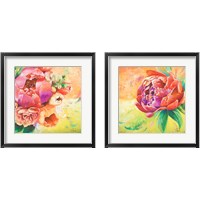 Framed 'Beautiful Bouquet of Peonies 2 Piece Framed Art Print Set' border=