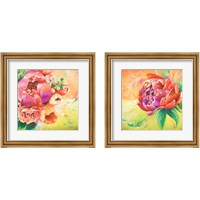 Framed 'Beautiful Bouquet of Peonies 2 Piece Framed Art Print Set' border=