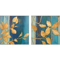 Framed 'Golden Blue 2 Piece Art Print Set' border=