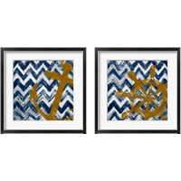 Framed 'Nautical Chevron 2 Piece Framed Art Print Set' border=