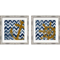 Framed 'Nautical Chevron 2 Piece Framed Art Print Set' border=