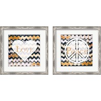 Framed 'Peace & Love 2 Piece Framed Art Print Set' border=