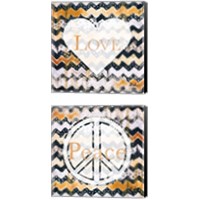 Framed 'Peace & Love 2 Piece Canvas Print Set' border=
