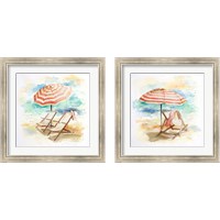 Framed Umbrella On The Beach 2 Piece Framed Art Print Set