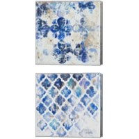 Framed 'Blue Quatrefoil 2 Piece Canvas Print Set' border=