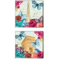 Framed 'Belles Fleurs a Paris 2 Piece Canvas Print Set' border=