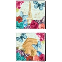 Framed 'Belles Fleurs a Paris 2 Piece Canvas Print Set' border=
