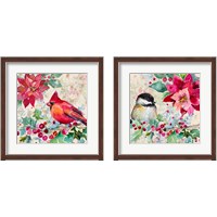 Framed Holiday Poinsettia and Cardinal 2 Piece Framed Art Print Set