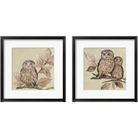 Framed 'Neutral Little Owls 2 Piece Framed Art Print Set' border=