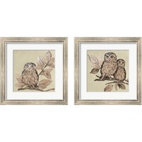 Framed 'Neutral Little Owls 2 Piece Framed Art Print Set' border=