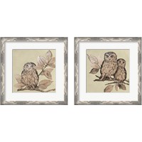 Framed 'Neutral Little Owls 2 Piece Framed Art Print Set' border=