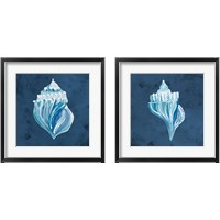Framed Azul Dotted Seashell on Navy 2 Piece Framed Art Print Set