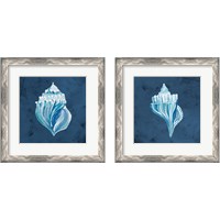 Framed 'Azul Dotted Seashell on Navy 2 Piece Framed Art Print Set' border=