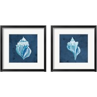 Framed 'Azul Dotted Seashell on Navy 2 Piece Framed Art Print Set' border=