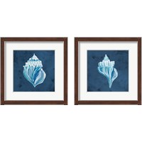 Framed Azul Dotted Seashell on Navy 2 Piece Framed Art Print Set