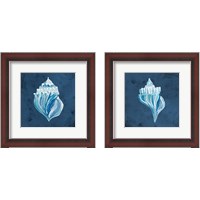 Framed 'Azul Dotted Seashell on Navy 2 Piece Framed Art Print Set' border=