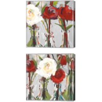Framed 'Red Romantic Blossoms 2 Piece Canvas Print Set' border=