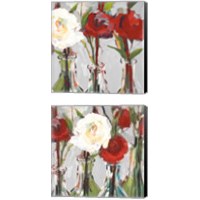 Framed Red Romantic Blossoms 2 Piece Canvas Print Set