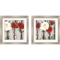 Framed 'Red Romantic Blossoms 2 Piece Framed Art Print Set' border=