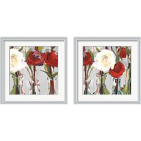 Framed 'Red Romantic Blossoms 2 Piece Framed Art Print Set' border=